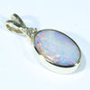 Natural Australian Boulder Opal and Diamond Gold Pendant (12.5mm x 8.5mm) Code - AA244