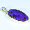 Natural Australian Boulder Opal and Diamond Gold Pendant (20mm x 9.5mm) Code - AA211