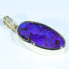 Natural Australian Boulder Opal and Diamond Gold Pendant (20mm x 9.5mm) Code - AA211