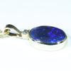 Lightning Ridge Solid Black Opal and Diamond 18k Gold Pendant (16mm x 12mm) Code - AA207