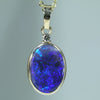 Natural Australian Black Opal Gold and Diamond Pendant