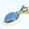 Lightning Ridge Solid Dark Opal and Diamond Gold Pendant (10mm x 7mm ) Code - AA1561