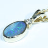 Natural Australian Boulder Opal and Diamond Gold Pendant (9mm x 6mm) Code - AA246