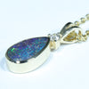 Natural Australian Boulder Opal and Diamond Gold Pendant (11mm x 6.5mm) Code - AA237
