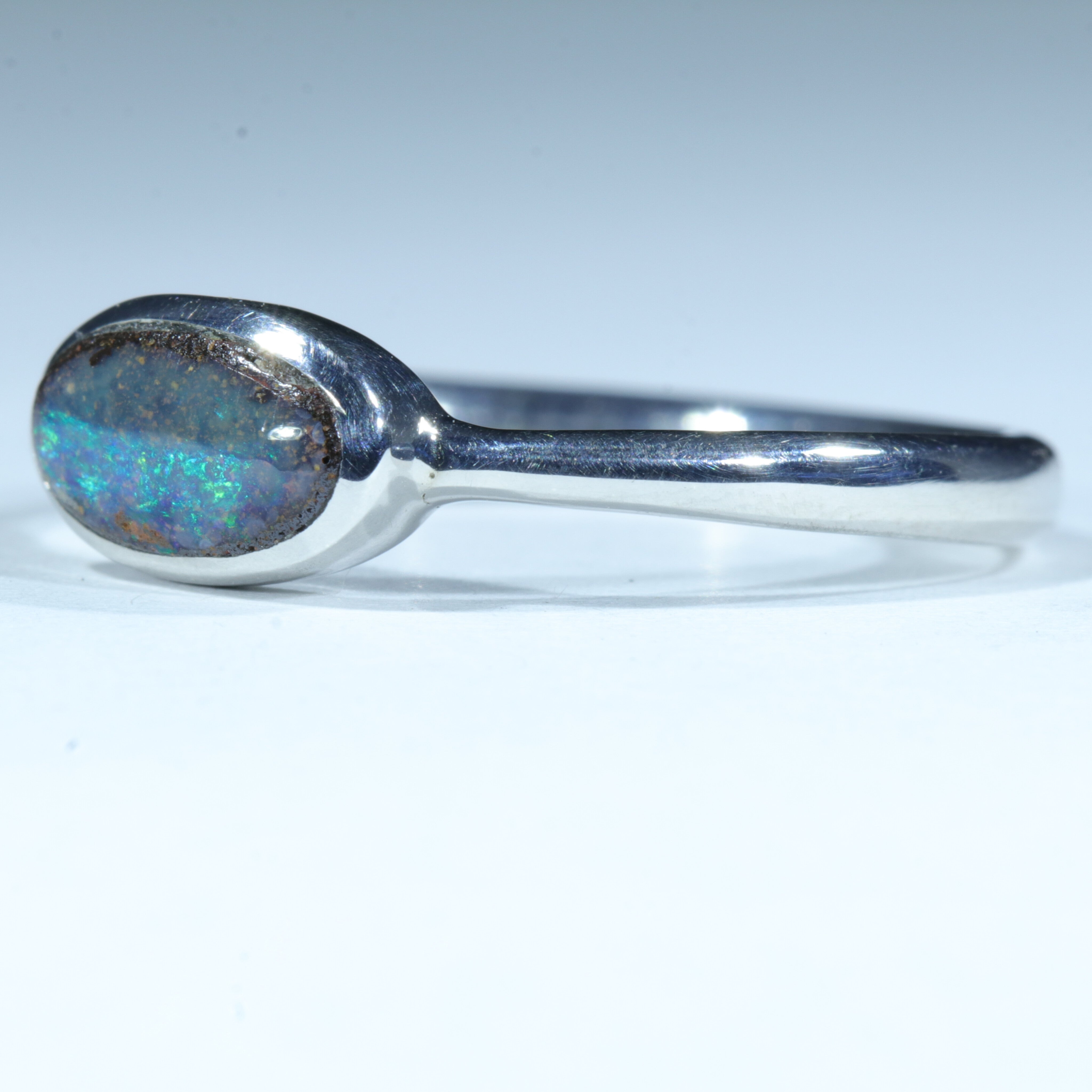 Sterling Silver, Boulder outlet Opal Ring, Size 6.