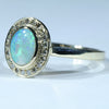10k Gold - Solid Coober Pedy Crystal Opal - Natural Diamonds