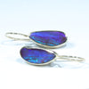 Natural Australian Boulder Opal Gold Earrings (18mm x 7mm) Code EE127