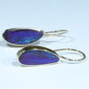 Natural Australian Boulder Opal Gold Earrings (18mm x 7mm) Code EE127