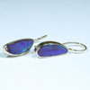 Natural Australian Boulder Opal Gold Earrings (18mm x 7mm) Code EE127