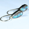 Natural Australian Boulder Opal Gold Earrings (19mm x 6.5mm) Code EE126