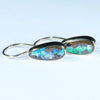 Natural Australian Boulder Opal Gold Earrings (19mm x 6.5mm) Code EE126