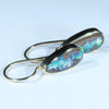 Natural Australian Boulder Opal Gold Earrings (19mm x 6.5mm) Code EE126