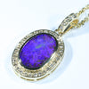 Natural Australian Boulder Opal and Diamond 18k Gold Pendant (14mm x 9mm) Code - AA240