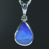 Natural Australian Boulder Opal Silver and Diamond Pendant