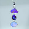 Natural Australian Boulder Opal 3 Drop Silver Pendant