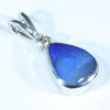 Natural Australian Boulder Opal and Natural Diamond Silver Pendant with Silver Chain (9mm x 7mm)  Code - Y25