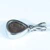 Natural Australian Boulder Opal and Natural Diamond Silver Pendant with Silver Chain (9mm x 7mm)  Code - Y25