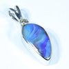 Natural Australian Boulder Opal and Natural Diamond Silver Pendant with Silver Chain (12.5mm x 6mm)  Code - Y31