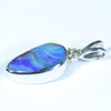 Natural Australian Boulder Opal and Natural Diamond Silver Pendant with Silver Chain (12.5mm x 6mm)  Code - Y31