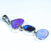 Australian Boulder Opal Silver Pendant with Silver Chain (10.5mm x 7mm) Code - Y28