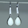 Natural Australian White Opal Silver Drop Earrings