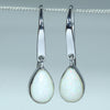 Beautiful Natural Coober Pedy White Opal Silver Drop Earrings - Opal Birthstone for October 