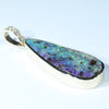 Natural Australian Boulder Opal and Diamond Gold Pendant (30mm x 11mm) Code - Z15