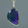 Natural Australian Lightning Ridge Black Crystal Opal Gold and Diamond Pendant 