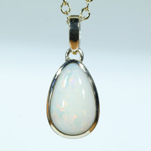 Natural Australian Coober Pedy White Opal Gold Pendant