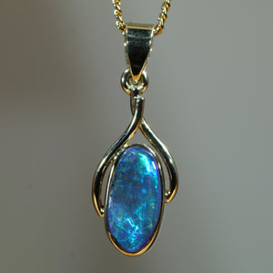 Natural Australian Boulder Opal 18k Gold Opal Pendant