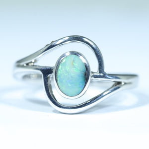 Natural Australian Boulder Opal Silver Ring