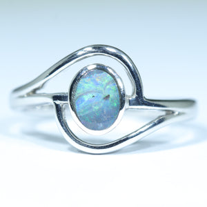 Natural Australian Boulder Opal Silver Ring