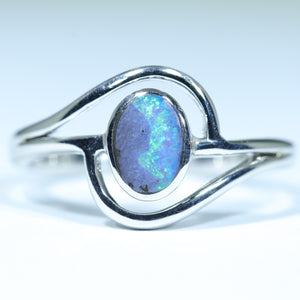 Natural Australian Boulder Opal Silver Ring - Australian Opal Shop Gold Coast