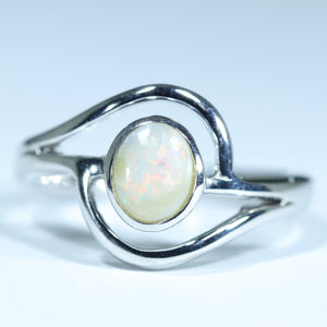 Natural Australian Boulder Opal Silver Ring