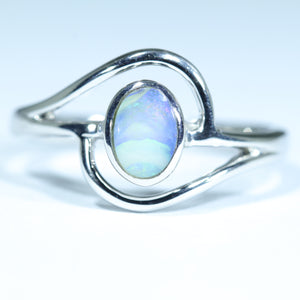 Natural Australian Boulder Opal Silver Ring