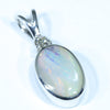 Australian Boulder Opal and  Diamond Silver Pendant with Silver Chain (10mm x 7mm)  Code - FF524