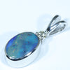 Sterling Silver - Solid Queensland Boulder Opal - Natural Diamond 