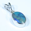 Australian Boulder Opal and Diamond Silver Pendant with Silver Chain (9mm x 5mm)  Code - FF522