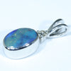 Australian Boulder Opal and Diamond Silver Pendant with Silver Chain (9mm x 5mm)  Code - FF522