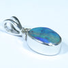 Australian Boulder Opal and Diamond Silver Pendant with Silver Chain (9mm x 5mm)  Code - FF522