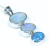 Australian Boulder Opal and Black Opal Silver Pendant with Silver Chain (9.5mm x 7mm) Code - Y17