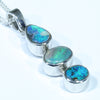 A Combination of 2 Solid Black Opal and one Qld Boulder Opal Silver Endant