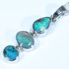 Sterling Silver - x2 Solid Lighting Ridge Black Opals - X1 Solid Queensland Boulder Opal