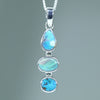 Natural Australian 3 Opal Drop Silver Pendant