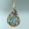 Natural Australian 18k Gold Boulder Opal and Diamond Pendant