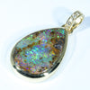 18k Gold - Solid Queensland Boulder Opal - Natural Diamonds