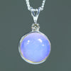 Natural Australian Lighting Ridge Crystal Opal and Diamond Silver Pendant