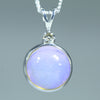 Natural Australian Lightning Ridge Crystal Opal and Diamond Silver Pendant