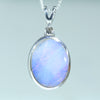 Natural Australian Solid Queensland Boulder Opal and Diamond Silver Pendant