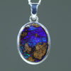 Natural Australian Boulder Opal Silver Pendant